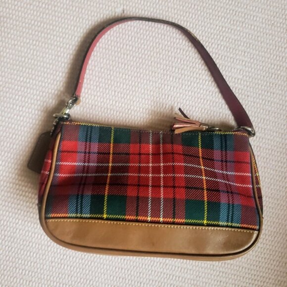 Coach Vintage Y2K Demi Shoulder Tartan Plaid Wool Purse - Picture 3 of 13